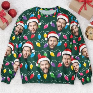 Custom Face Funny Christmas Silly Leds Light For Men - Personalized Photo Ugly Sweater