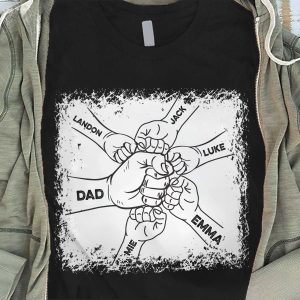 Father's Day Fist Bump Dad And Kids - Custom Names - PersonalizedOne Size Shirt